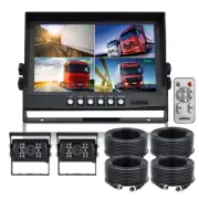 9" Quad Monitor IR Rear View Reversing 2 Camera 4PIN 4x 10m Kit RV Truck 24V/12V