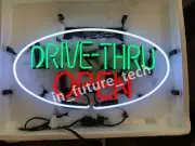 Drive-Thru Open Burger Food Drive Through 20"x16" Neon Light Sign Lamp Glass