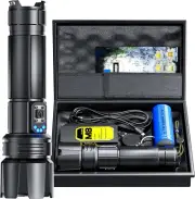 AUSELECT LED Torch Rechargeable Handheld Flashlight - 20000 High Lumens Adjustab