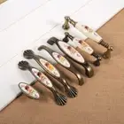 Rural Flower Ceramic Bronze DIY Door Handles Cabinet Cupboard Drawer Knobs AU