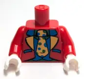 Lego - Minifigure Torso - Red Blue Orange, Suit Coat, Tie, Clown, Gloves