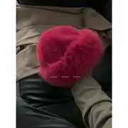 Plain Fluffy Hat Dragon Fruit - One Size