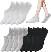 [KEYRI] 6 Pairs of Women's No Show Socks, Invisible Trainer Socks, Low Cut Socks, Casual Socks, Short Socks with Non-Slip Strips, Size 35-43, One Size