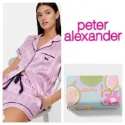 Peter Alexander Ladies PJ Pyjamas Satin Stripe Shortie Set (Large) + Bonus Soap