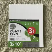 NEW - Sealed Daler-Rowney 3 Pack White Simply Canvas Panels for Art, 8x10