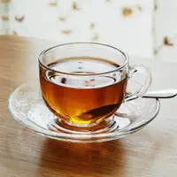 在飛比找ETMall東森購物網優惠-無鉛簡約玻璃茶杯把杯一杯一碟紅茶綠茶特濃美式咖啡玻璃杯130