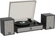 Vinyl Record Player with External Speakers Bluetooth 3 Speed RCA Line-Out Aux-In