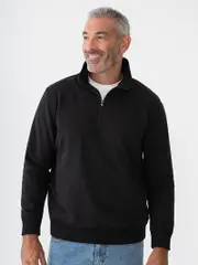 Mens 1/4 Zip Fleece Top Black