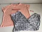 Juicy Couture 2 Piece Pajama Set JC7458AV Women’s Sz 2X Peach Silk Pants Top NEW