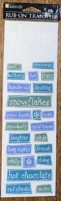 DaisyDs Winter Is.. Rub-On Transfers Snow Boots Coats Snowman Sledding Scrapbook