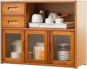 Counter Top Storage Cabinet with Drawer, Bamboo Kitchen Pantry Rack, Kitchen Countertop Storage Cabinet for Spice Seasoning Bottles Teacup(Brown,49CM)