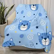 AuHomea Cool Cat Illustration Throw Blanket Lightweight Flannel Fleece Blankets Warm and Cozy Super Soft Throws 30"x40" for Cat Pet and