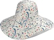 [Yoogain] Vintage Blue Leaves Red Flowers Pattern Foldable Floppy Hats for Women for Sport Decorative SPF hat for Womens Sun Protection Vacation Must Gorra para el sol, Vintage Blue Leaves Red Flowers Pattern