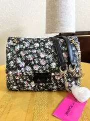 NWT Betsey Johnson Rainbow Xoharper Crossbody Bag with Gold-ton Chain Strap