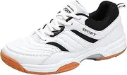 [PENXZT] Mans Womans Lightweight Badminton Shoes Breathable Professional Tennis Table Tennis Shoes,White,10