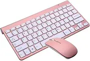 CONGARTENO 2.4G Wireless Mini Keyboard and Mouse Ultra Thin Rose Gold Design for Portable and Comfortable Ergonomic Layout for Tablets and Computers