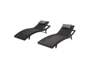 Pola Outdoor PE Wicker Twin Pack Sunbeds-Black