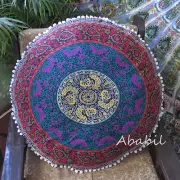 Round Pillow Covers Indian Mandala Floor Pillow Cushion Pouf Ottoman Cover Throw