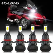 4pc 9005 HB3 LED Headlight Hi/Low Bulbs for Can-Am Spyder RT-S SE6 SM6 2014-2016