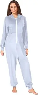 [ODAWA] Prussian Blue Adult Onesie Pajamas Unisex Onesie Pajama Jumpsuit Hooded Sweatshirt Sleepwear for Women and Men