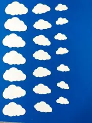 White Cloud Die Cut Shape Punchies 21 pcs Clouds Cardmaking Scrapbooking