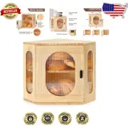 Functional Corner Wooden Bread Keeper with Adjustable Storage for Kitchen Charm