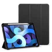For Apple iPad Air 4 / 5 Case, Air 4th / 5th Generation 10.9 2020 / 10.9 2022 Cover Folio Leather Case Cover With Pencil Holder (Black)