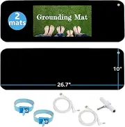 Grounding Mat Kit (2 Pack)-2 Grounding Mats (10 x 26.7") with Grounding Adapter, 2 Straight Cords (15ft) and 2 Grounding Wristbands - Reduce Inflammation, Improve Sleep and Helps with Anxiety