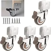 2" Caster Wheels with Safety Dual Locking,50mm Small Rubber Castor Wheels with U-Shaped Bracket,Furniture Swivel Castors for Baby Bed,Load 75Kg,4Pcs,with Screw(brake16mm/0.6in)