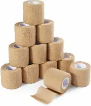 Self Adhesive Bandage Wrap Cohesive Vet Tape Elastic Adherent 2" x 5 Yards 12X