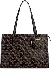 [GUESS] Power Play Tech Tote, Brown Logo, Brown Logo, One Size