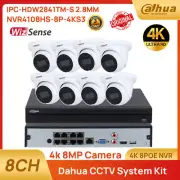 AU Dahua 4k 8ch 8POE CCTV System 8MP Starlight Wizsense IP Camera IR Mic SMD Lot