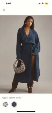 Anthropologie Pilcro V-neck Linen Midi Wrap Dress Size Small