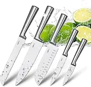HUIKAILI Kitchen Knife Set, Professional Knife Set, Stainless Steel, Sharp, Non-Slip, Frosted Handle, Santoku, Chef's, Bread, Universal, Paring Knife