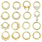 Flower Snake Heart Clicker Septum Piercing Jewelry CZ Zircon Daith Conch Earring