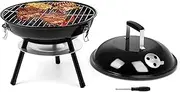 Leonyo 14-Inch Portable Outdoor Charcoal Grill, Small BBQ Charcoal Grill, Mini Tabletop Charcoal Grill, Enamel Coated Hibachi Grill for Backyard Cooking, Camping, Picnics, Garden, Beach, Black