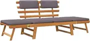 vidaXL Convertible Garden Daybed/Bench, Multifunctional Outdoor Furniture, Durable Acacia Wood, with Removable Dark Grey Cushions, 190 cm, Brown