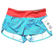 NEW Lululemon Speed Short Sz 4 Seawheeze Run 2.5 Classic Orange Blue Squiggle