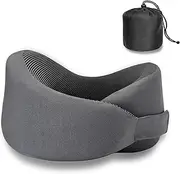 [Waadiot] Travel Pillow for Neck Head Chin Support, Adjustable Velcro Pure Memory Foam Neck Pillow for Car Sleeping with Carry Bag, Soft Lightweight Airplane Pillow for Long Flight, Machine Washable Cover