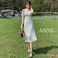 在飛比找蝦皮商城優惠-ANNE｜法式復古雪紡V領洋裝【AD10224】短袖連身裙 