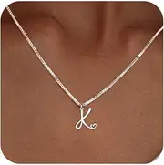 [TITUTHIA] Initial Necklaces for Women Trendy, Dainty Sterling Silver Letter Necklace Cute Pendant Choker Name Necklace Personalized Costume Monogram Simple Silver Jewelry Necklace for Women Girls