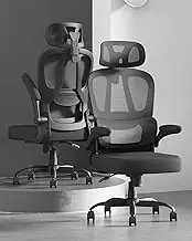Submi Office Chair, Ergonomic Office Chairs, Flip-up Desk Chair for Adults, Mesh Computer Chair with Lumbar Support & Adjustable Headrest, High Back Home Office Task Chairs, Comfy, Study, All Black
