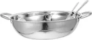 TOPPERFUN 1 Set Stainless Steel Divided Hot Pot with Ladle for Quick Heating Versatile Dual Use Cookware for Family Gatherings Compatible with All Stovetops
