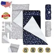 Cozy Nap Mat with Pillow and Fleece Blanket - Toddler Sleeping Solution (2 Pack)