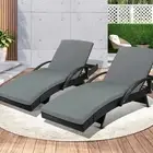 Livsip Sun Lounger Wicker Lounge Outdoor Furniture Patio Set Day Bed Cushion 2PC