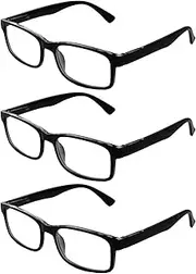 One Power Glasses With Comfort Spring Hinges Readers for Men and Women, Auto Adjust Eyeglasses Black Square Frame