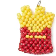 [Ornazy] 5Pcs Creative French Fries Charms Glass Beaded Food Pendants Cute Fried Chips Hanging Ornaments for Jewellery Making Crafts Accessories Food Party, Non-Precious Metal