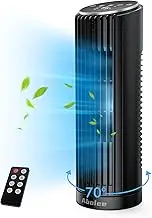 Abolee Tower Fan for Bedroom, 23ft/s Desk Fan with Remote, 70° Oscillating Desk Fan, 4 Speeds, 4 Modes,12Timer, 13'' Bladeless Portable Fan for Bedroom Office Home Black