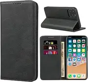Cavor for iPhone 11 Pro Max Case,Cowhide Pattern Leather Case Magnetic Wallet Cover with Card Slots(6.5") -Black