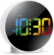 LeCoirrax Upgraded Digital Alarm Clock, Kids Teens Digital Clock Bedside, Large Colorful LED Display, Battery USB Alarm Clock with Snooze 2 Alarms 12/24H 4 Adjustable Brightness for Bedroom, Office
